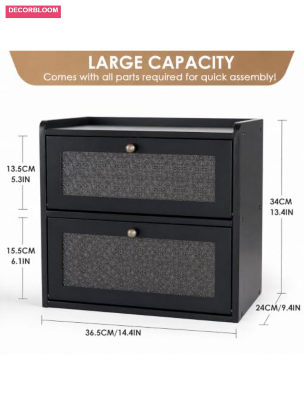 Large Pine Wood Bread Box with Magnetic Doors and Air Vents for Kitchen Counter - Picture 2 of 6